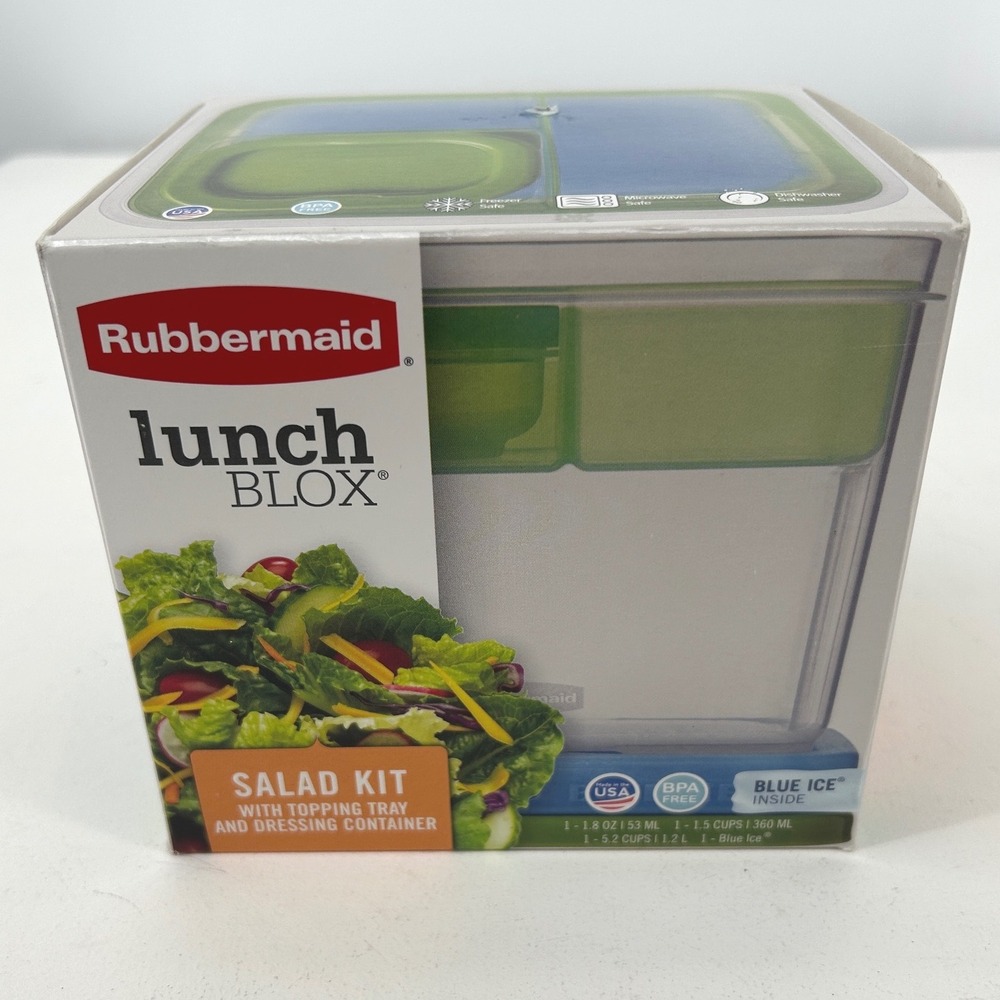 Rubbermaid LunchBlox Salad Kit Modular Food Storage Container with Blue Ice Pack
